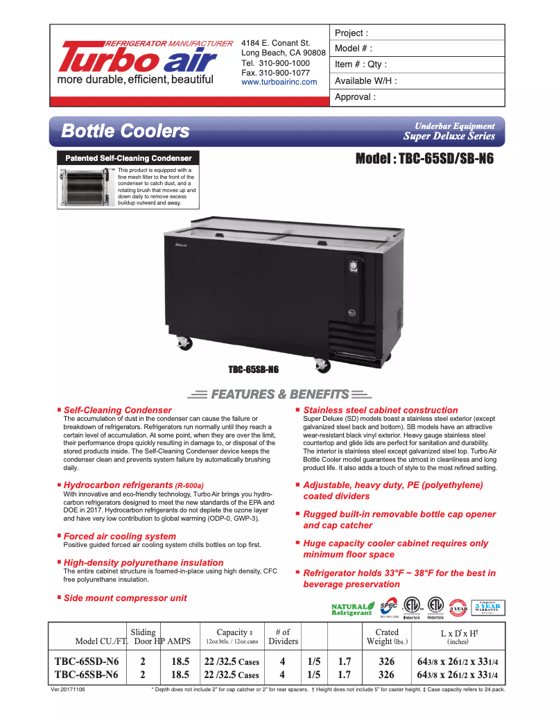 First page image of the manual for TBC-65SD