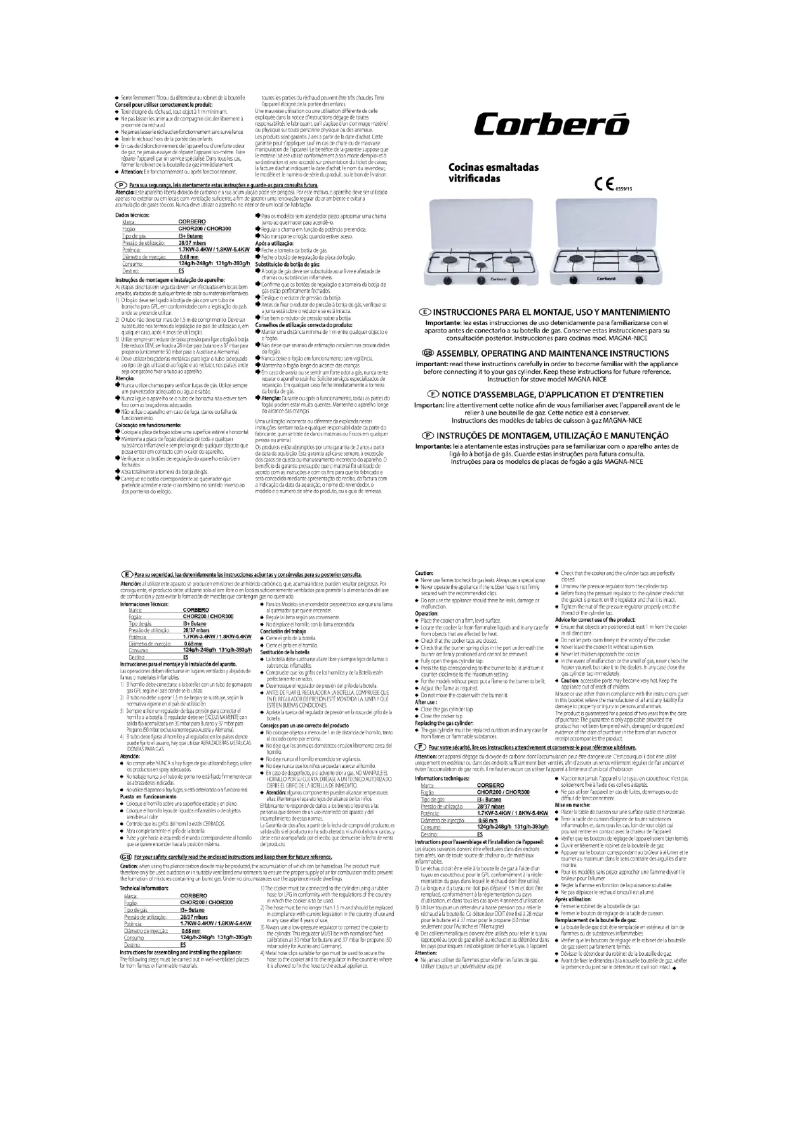 First page image of the manual for CHOR300