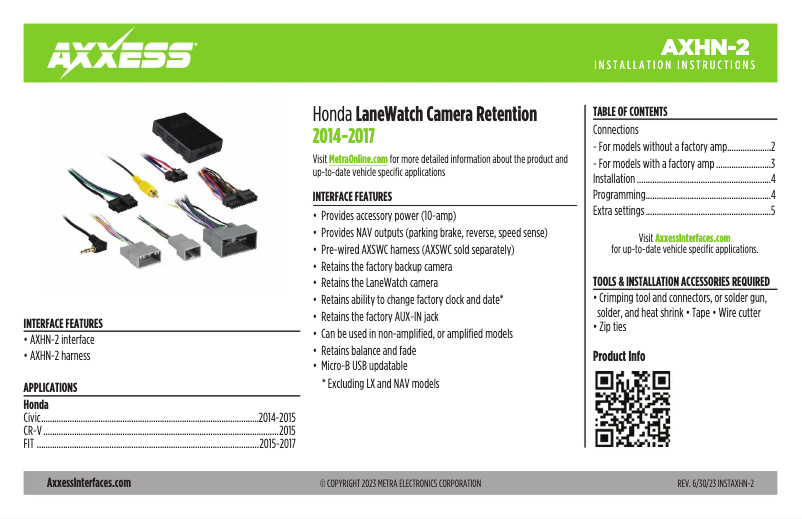 First page image of the manual for AXHN-2