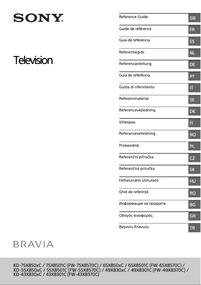 Page 1 of the manual User Manual Sony Bravia KD-75X8501C