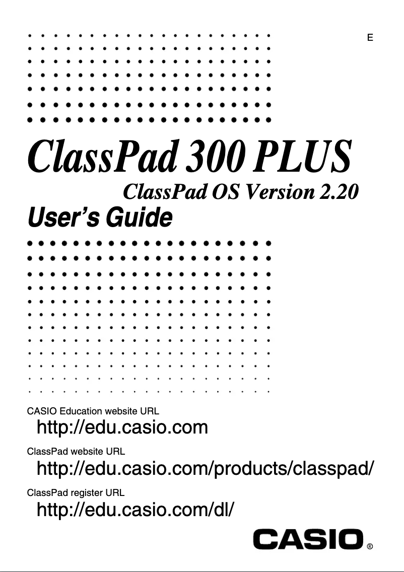Page 1 of the manual User Manual Casio ClassPad 300 Plus