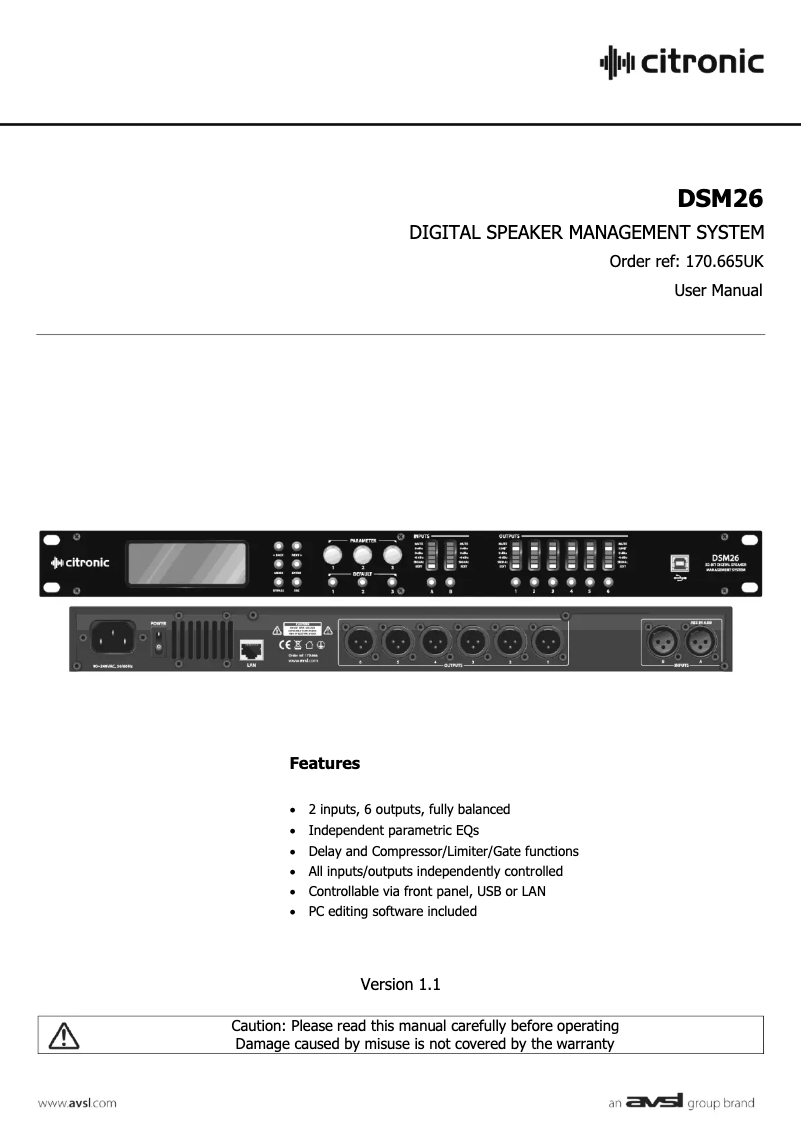 First page image of the manual for DSM26