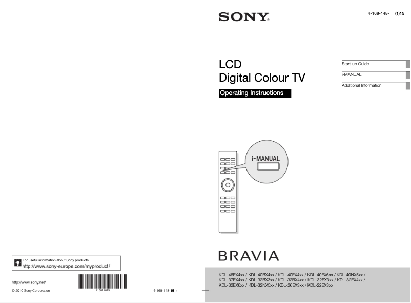 Page 1 of the manual User Manual Sony Bravia KDL-26EX302