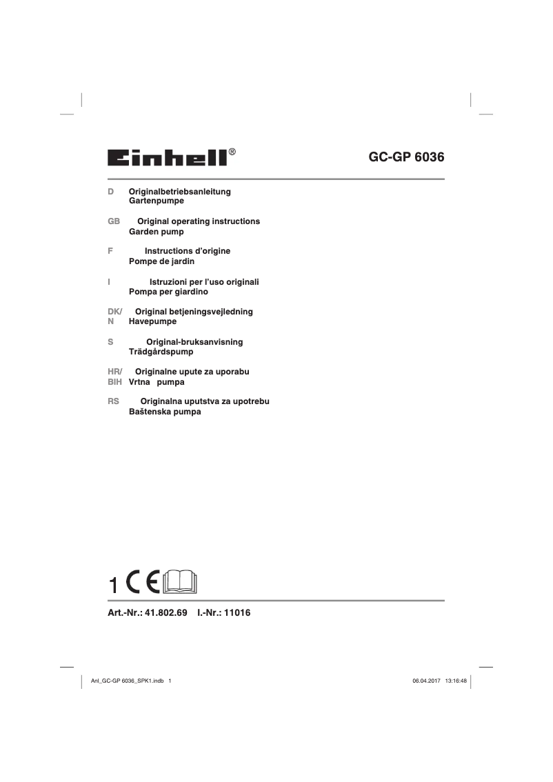 First page image of the manual for GC-GP 6036