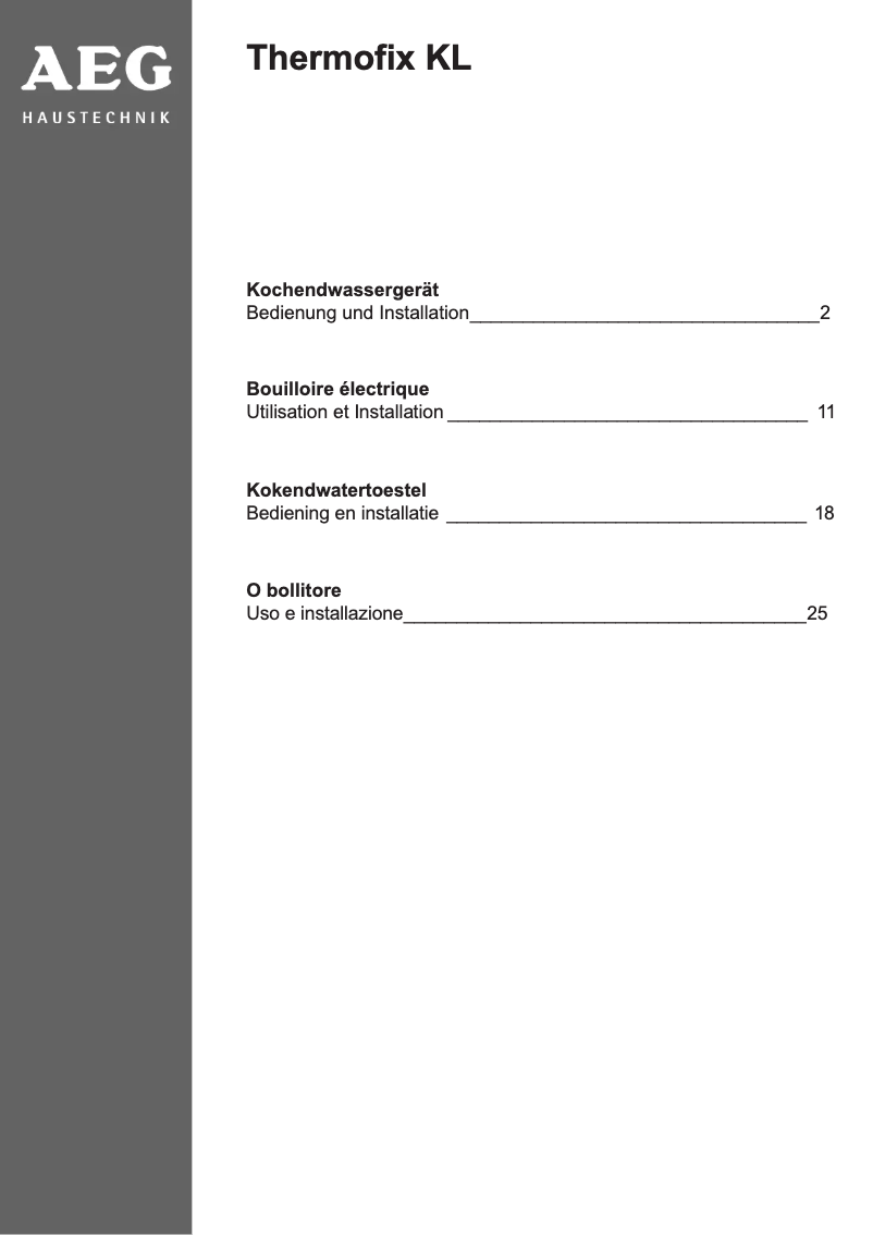 Page 1 of the manual User Manual AEG Thermofix KL