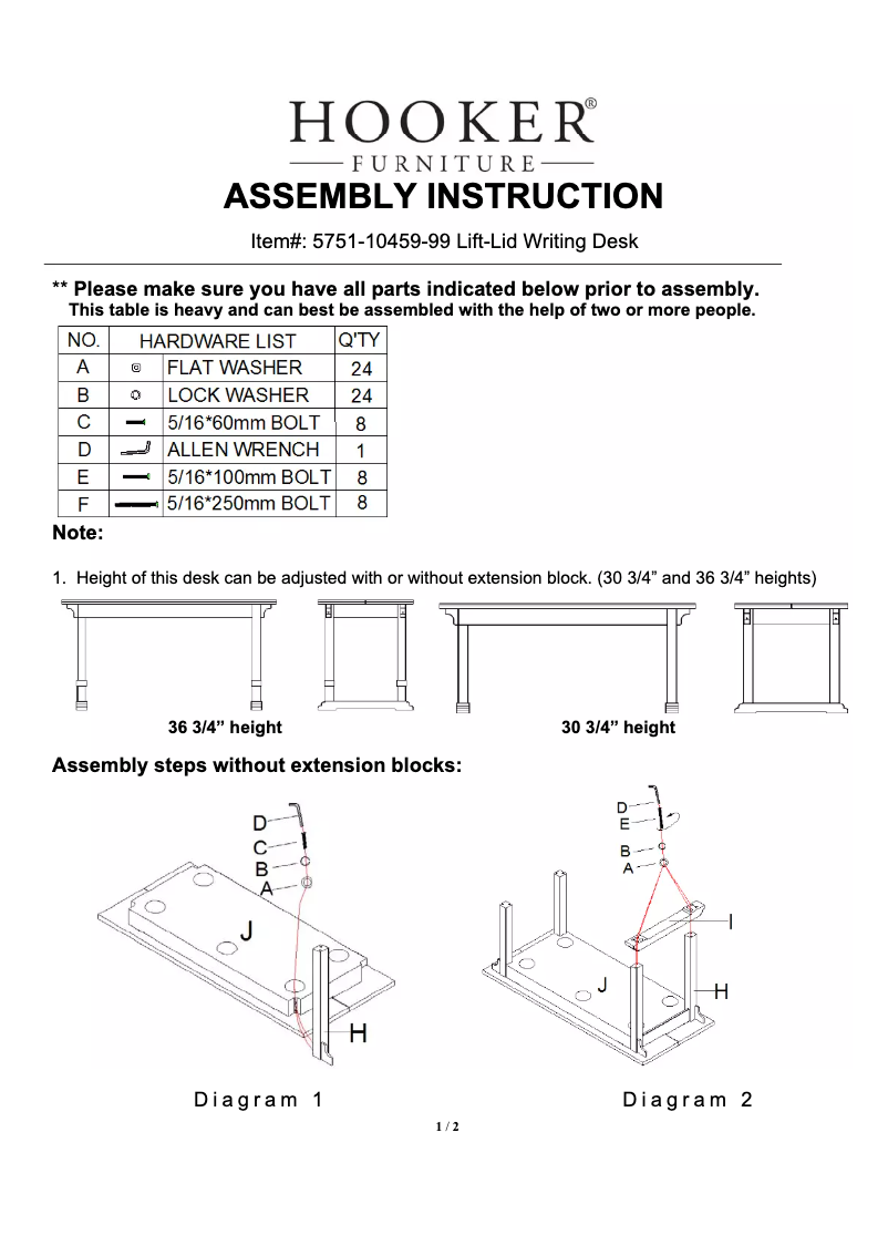 First page image of the manual for 5751-10459-99