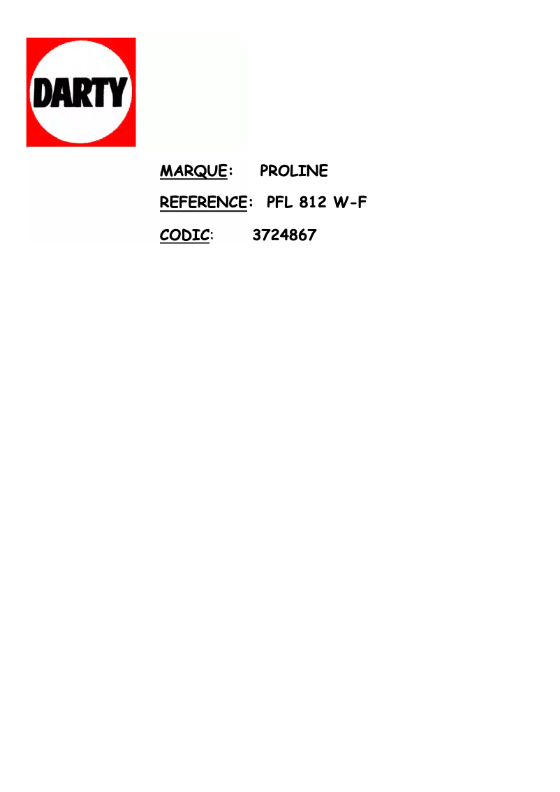 Page 1 of the manual User Manual Proline PFL 812 W-F