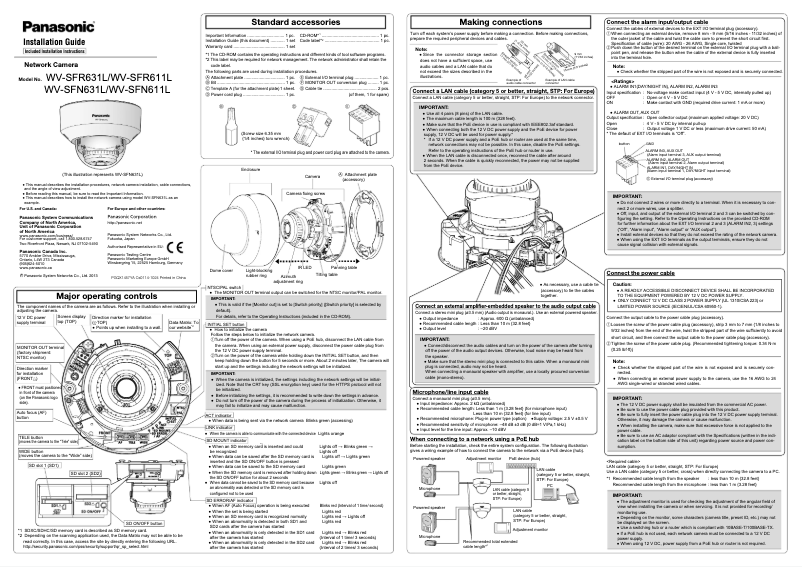 Page 1 of the manual User Manual Panasonic WV-SFN611L