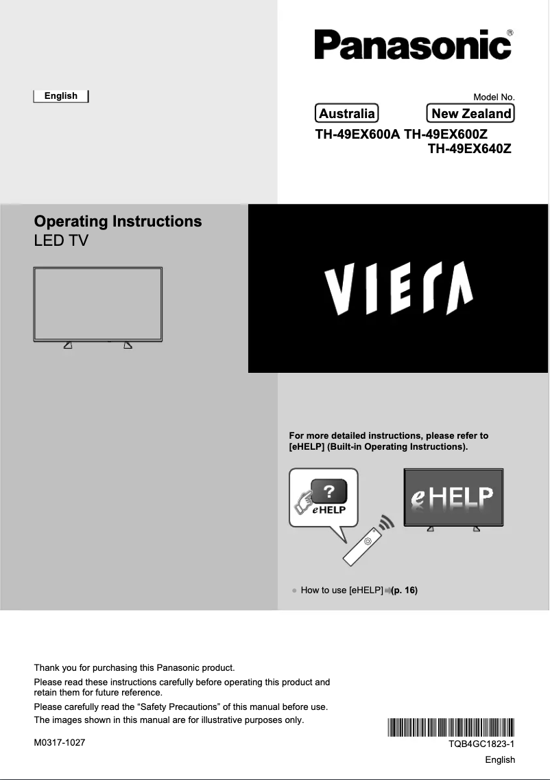 First page image of the manual for TH-49EX600A