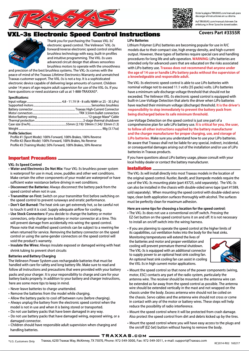 First page image of the manual for VXL-3s