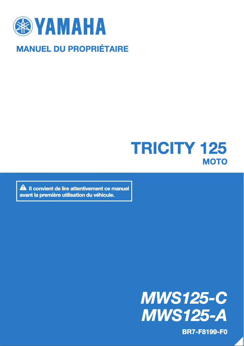 Page 1 of the manual User Manual Yamaha Tricity (2017)