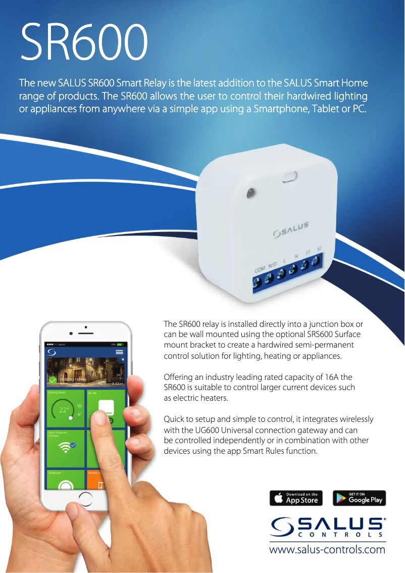 Page 1 of the manual Technical Sheet Salus SR600