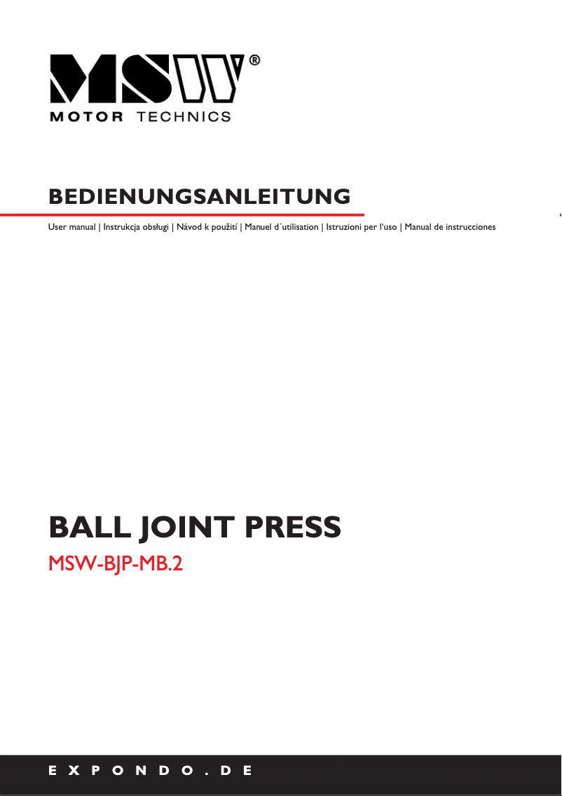 First page image of the manual for MSW-BJP-MB.2