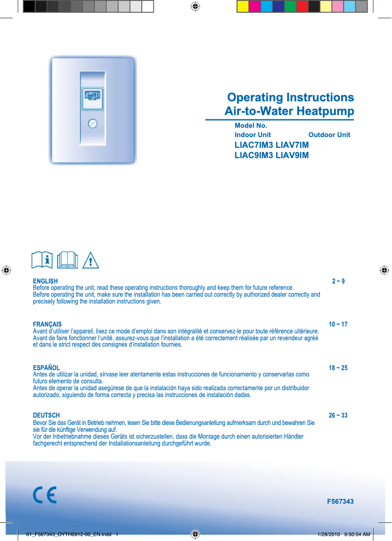 First page image of the manual for LIAC9IM3
