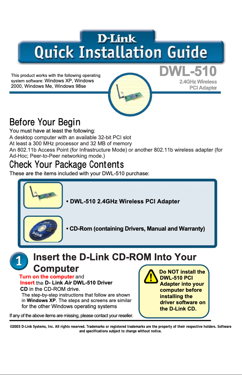 First page image of the manual for Air DWL-510