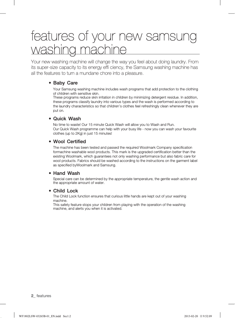 Page 1 of the manual Installation Guide Samsung WF18T6300GV