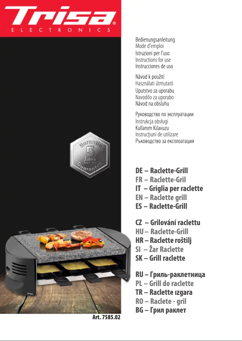 Page 1 of the manual User Manual Trisa Raclettino 6