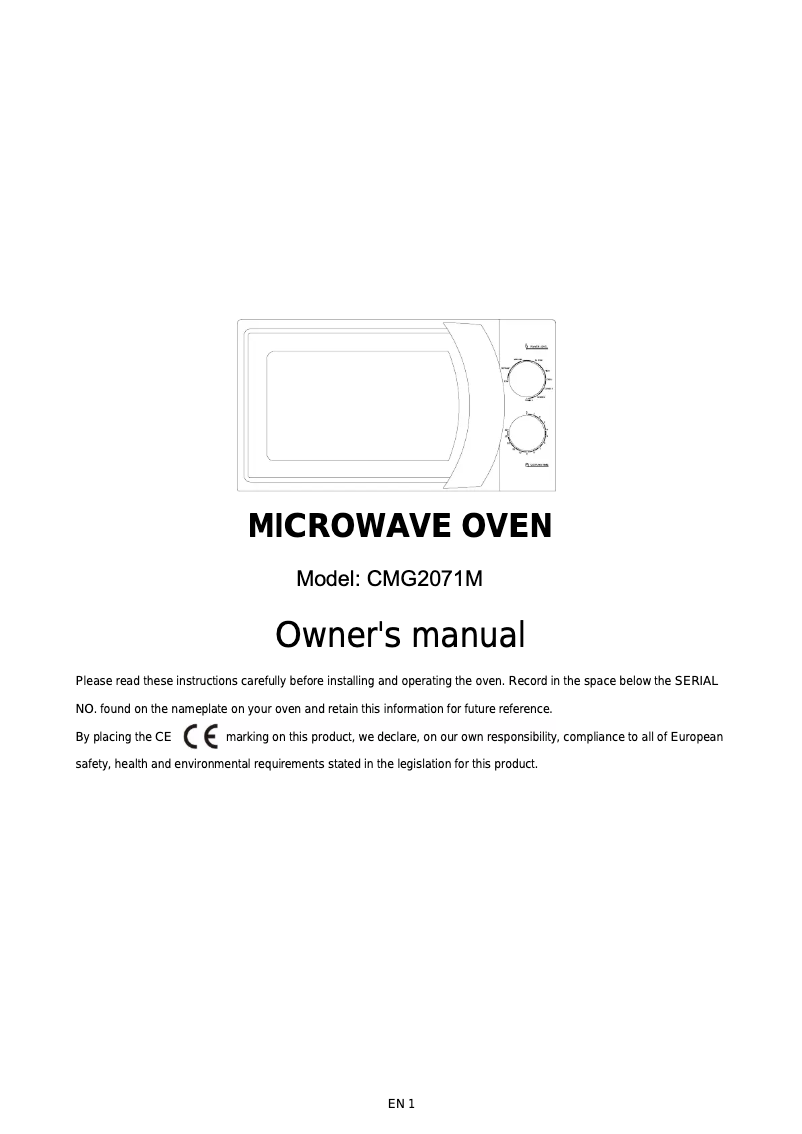First page image of the manual for CMG2071M