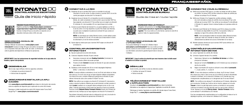 Page 1 of the manual Quick Start Guide JBL Intonato 24