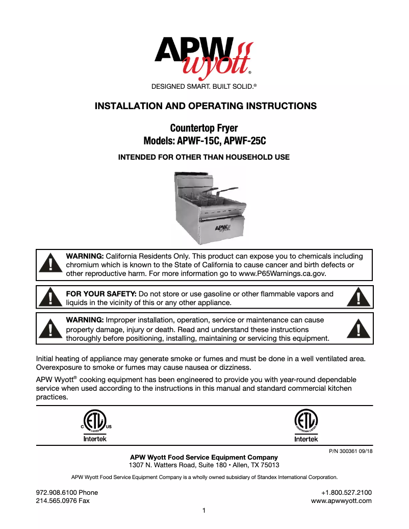 First page image of the manual for APW-F25C