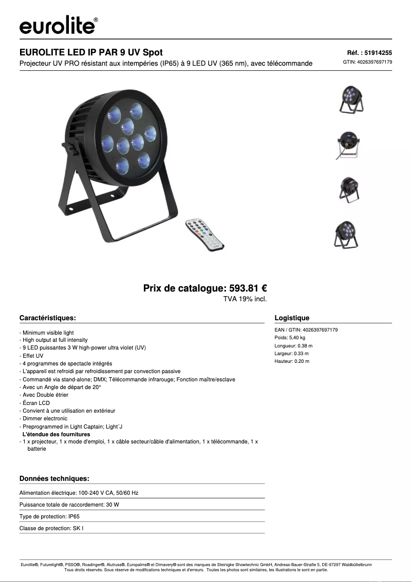 First page image of the manual for LED IP PAR 9