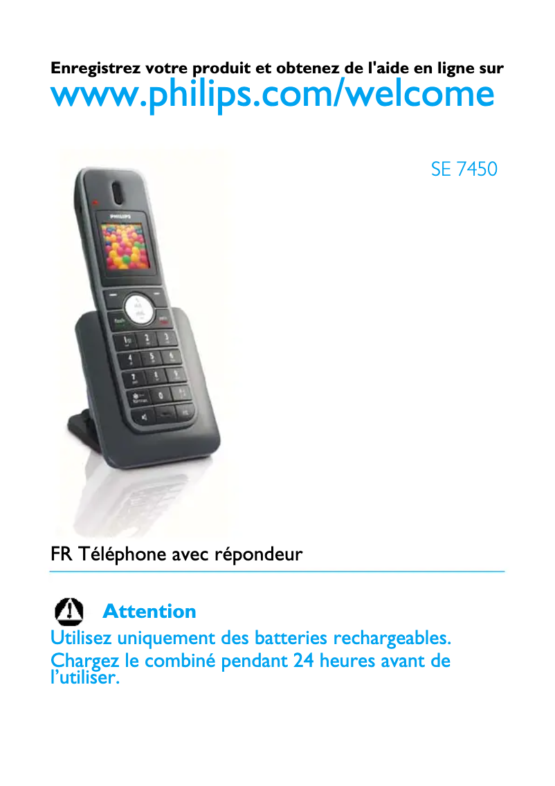 Page 1 of the manual User Manual Philips SE7450B