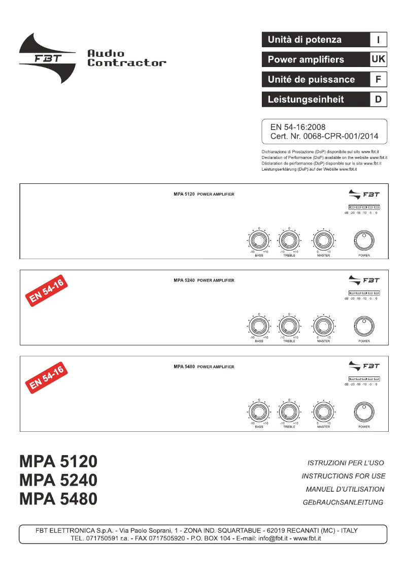First page image of the manual for MPA 5240