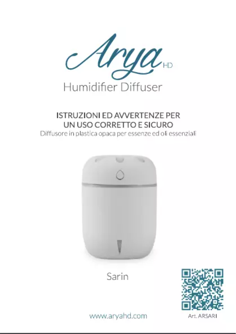 Page 1 de la notice Manuel utilisateur Arya HD Sarin