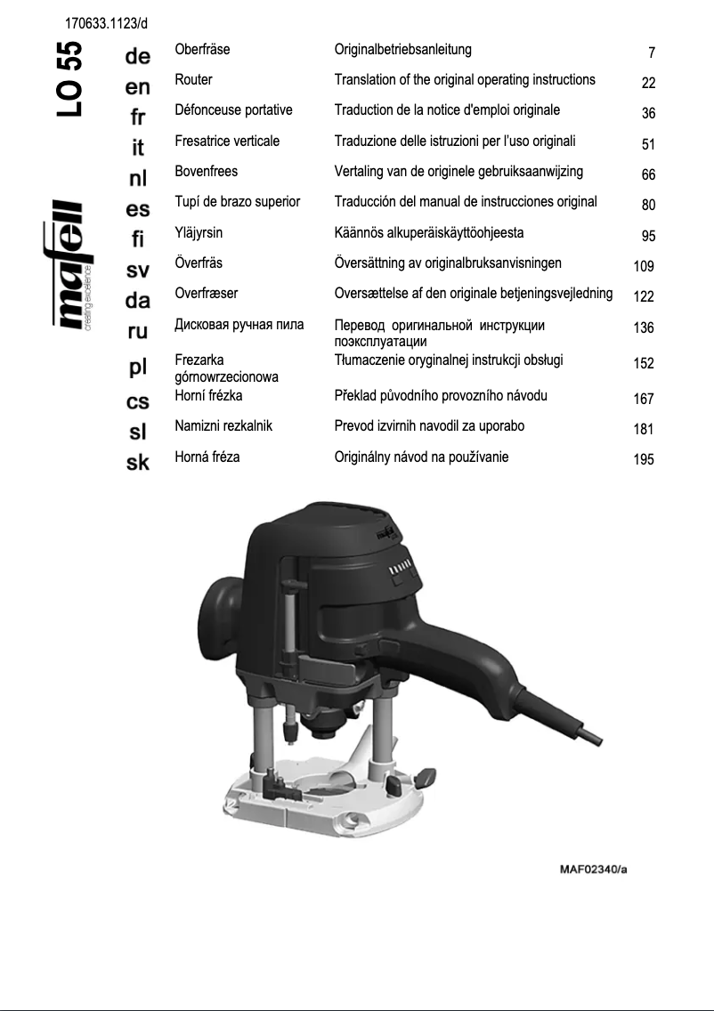 First page image of the manual for LO 55