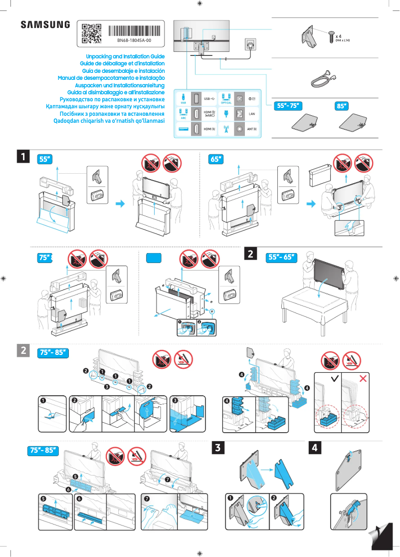 Page 1 of the manual Installation Guide Samsung QA55QN88DAG