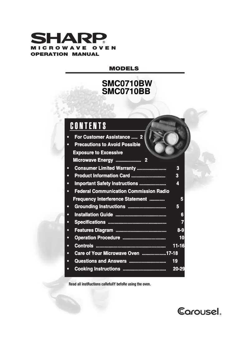First page image of the manual for SMC0710BB