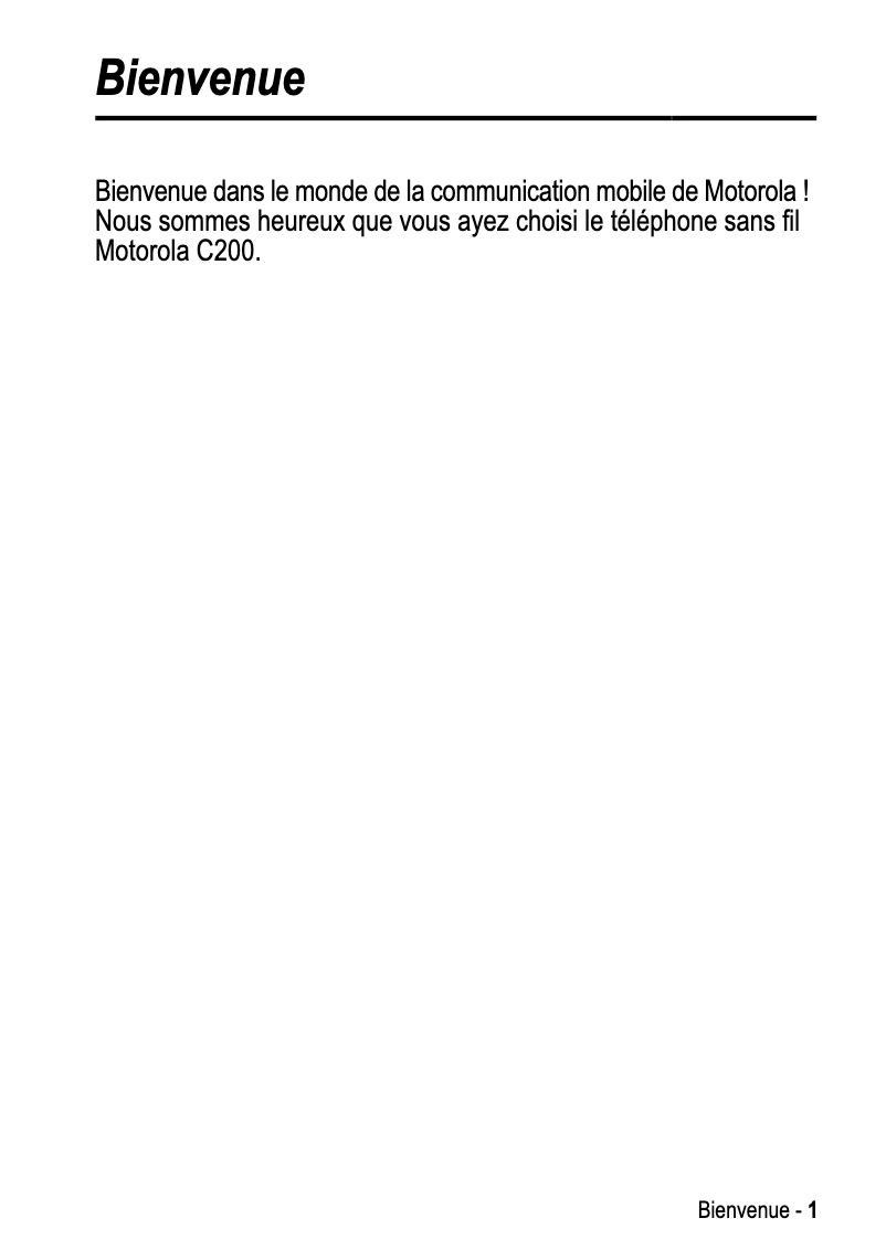 Page 1 of the manual User Manual Motorola C200