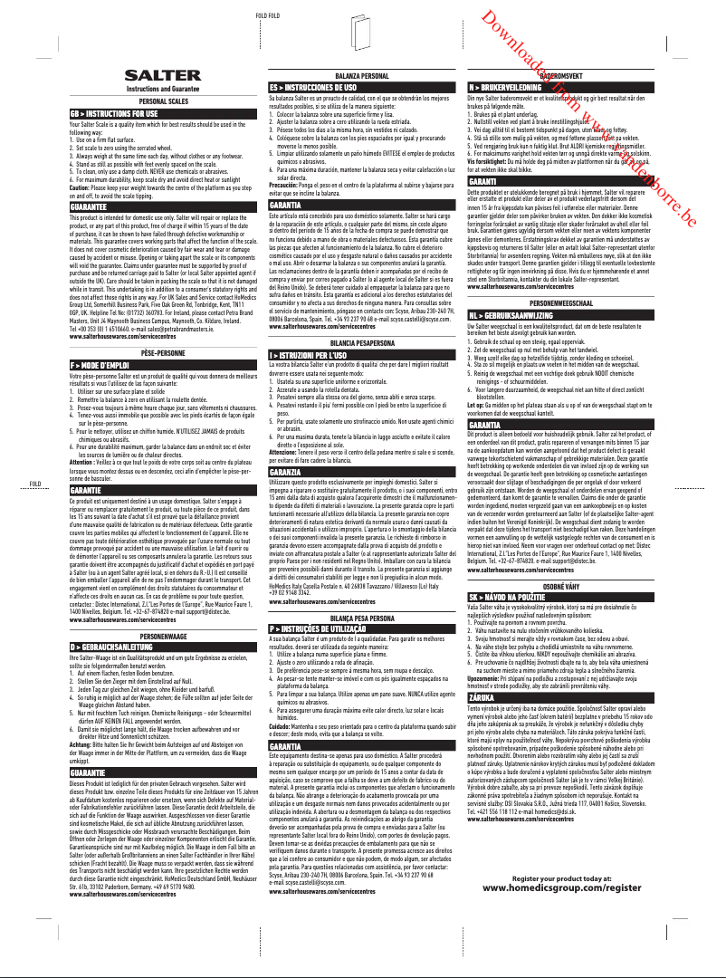 Page 1 of the manual User Manual Salter 9193 PK3R