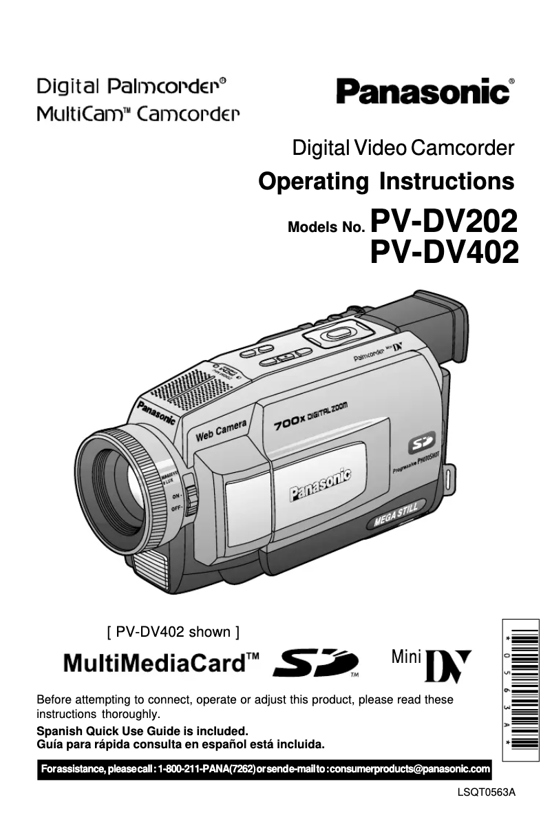 First page image of the manual for PV-DV402
