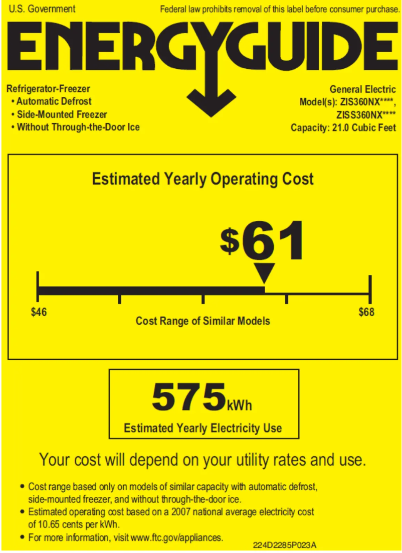 Page 1 of the manual Energy Label GE ZISS360NXSS