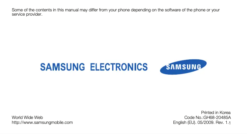 First page image of the manual for GT-S3030