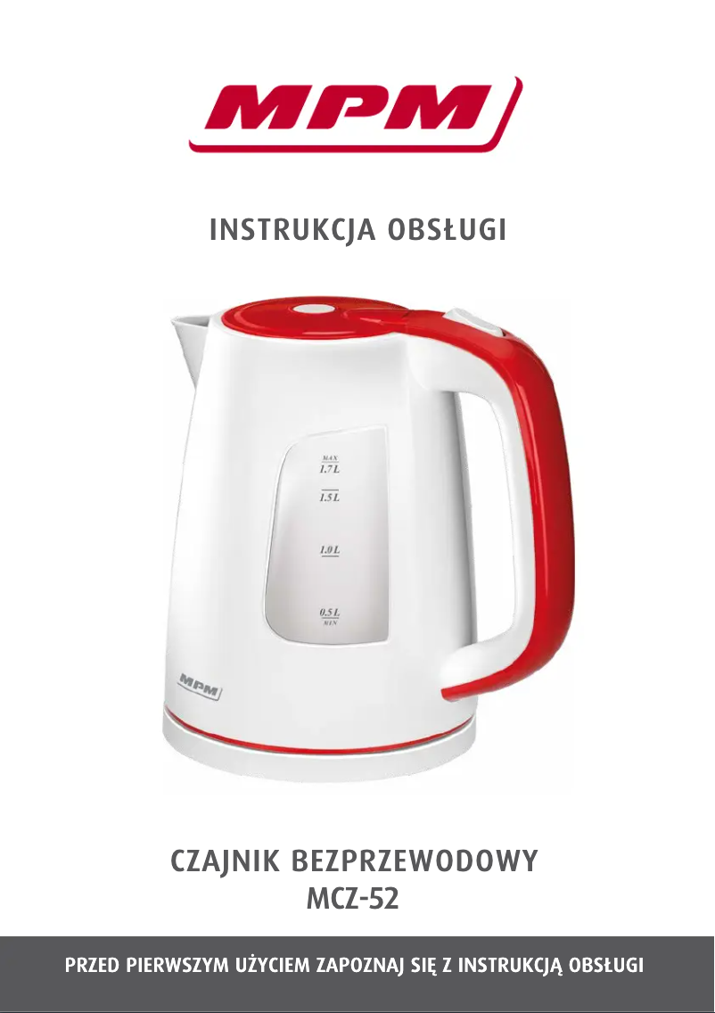 First page image of the manual for MCZ-52