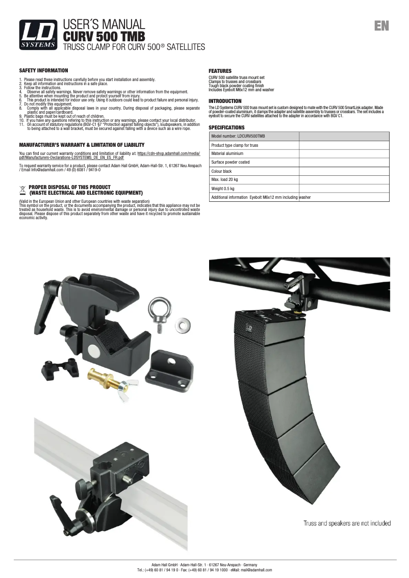 Page 1 of the manual User Manual LD Systems CURV 500 TMB