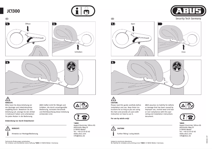 Page 1 de la notice Mode d'emploi Abus JC1300