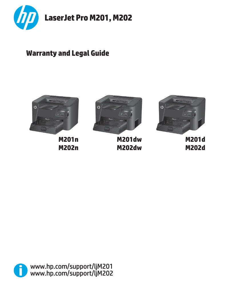 Page 1 of the manual Warranty Information HP LaserJet Pro M201