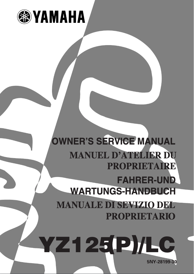 First page image of the manual for YZ125 (2001)