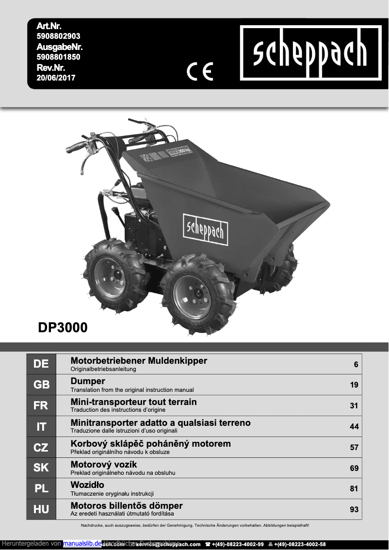 Page 1 of the manual User Manual Scheppach DP3000