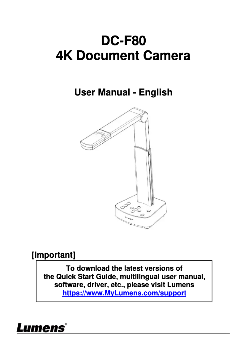 Page 1 of the manual User Manual Lumens DC-F80