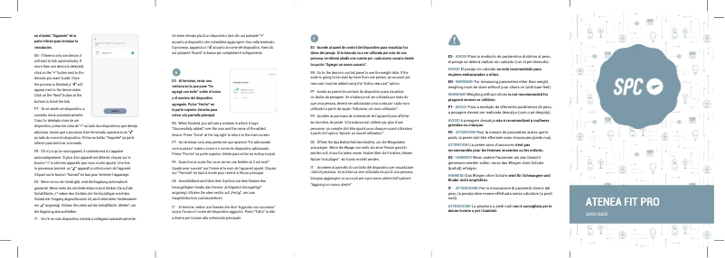 Image de la première page du manuel de l'appareil Atenea Fit Pro