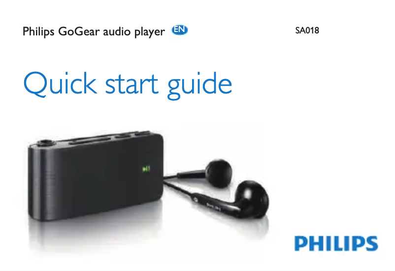 Page 1 of the manual Quick Start Guide Philips GoGear SA018102