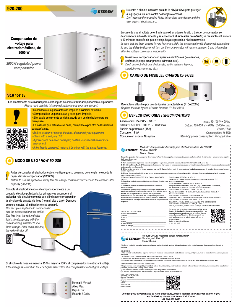 First page image of the manual for 920-200
