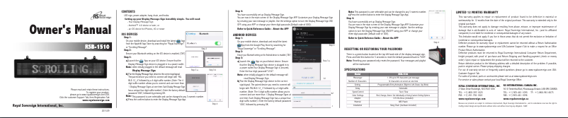 Page 1 of the manual User Manual Royal Sovereign RSB-1510