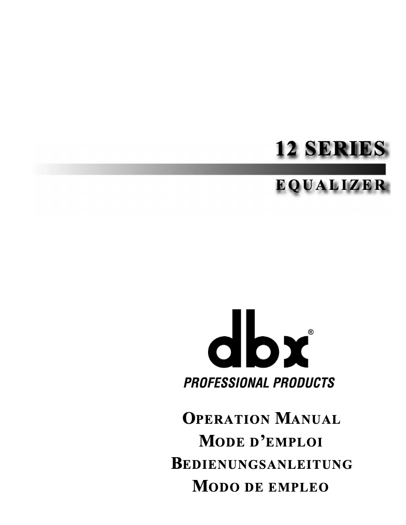 Page 1 of the manual User Manual DBX 1231