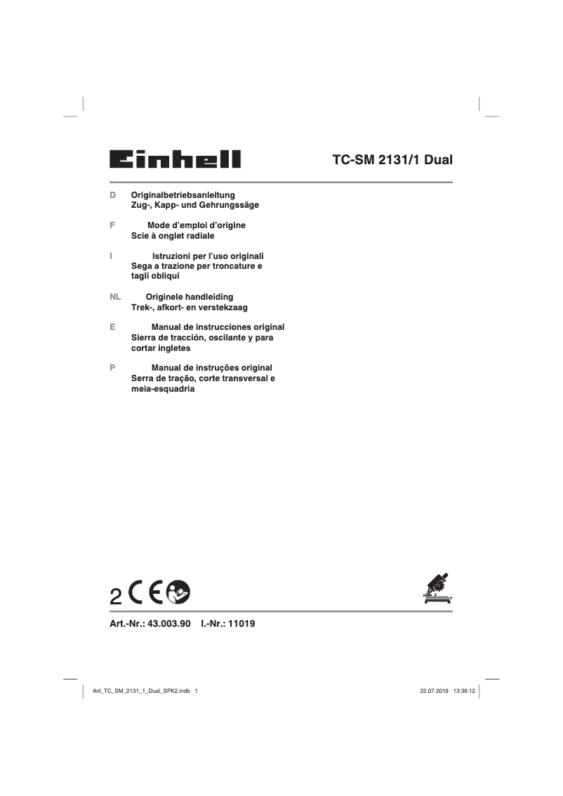 Page 1 of the manual User Manual Einhell TC-SM 2131/1 Dual