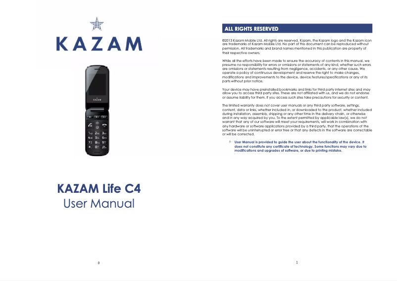 Page 1 of the manual User Manual Kazam LIFE C4